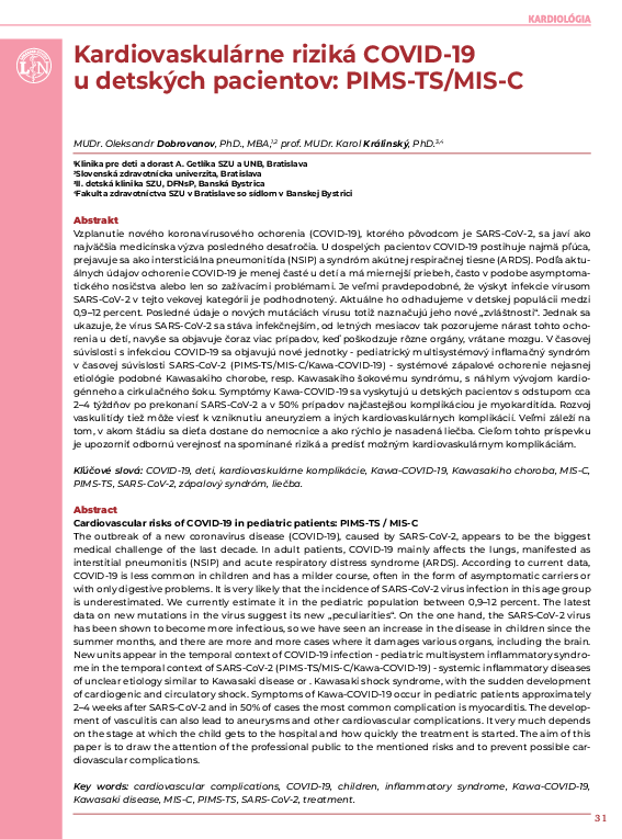 (PDF) Cardiovascular risks of COVID-19 in pediatric patients: PIMS-TS ...