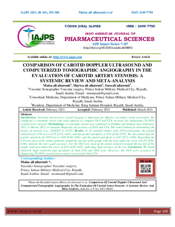 (PDF) COMPARISON OF CAROTID DOPPLER ULTRASOUND AND COMPUTERIZED ...
