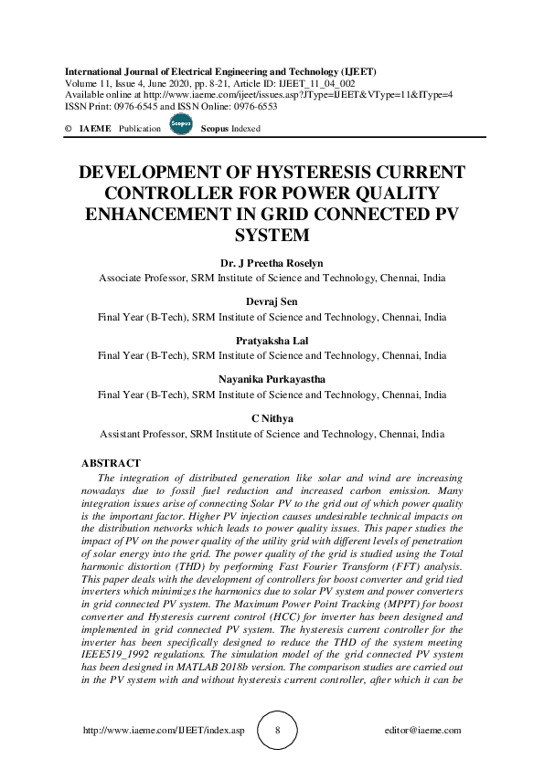 (PDF) DEVELOPMENT OF HYSTERESIS CURRENT CONTROLLER FOR POWER QUALITY ...