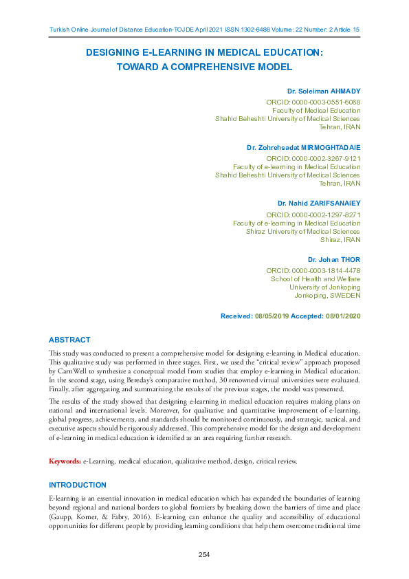 (PDF) DESIGNING E-LEARNING IN MEDICAL EDUCATION: TOWARD A COMPREHENSIVE ...