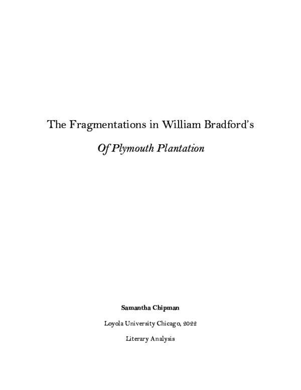 Реферат: Examination Of Puritan Philosophy In William Bradford Реферат: Examination Of Puritan Philosophy In William Bradford