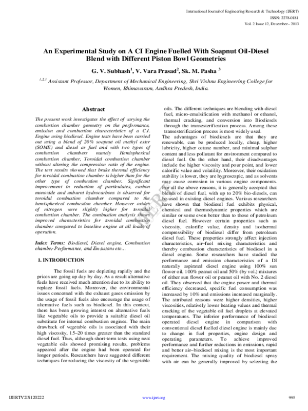 (PDF) IJERT-An Experimental Study on A CI Engine Fuelled With Soapnut ...
