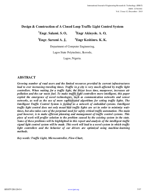 (PDF) IJERTDesign & Construction of A Closed Loop Traffic Light
