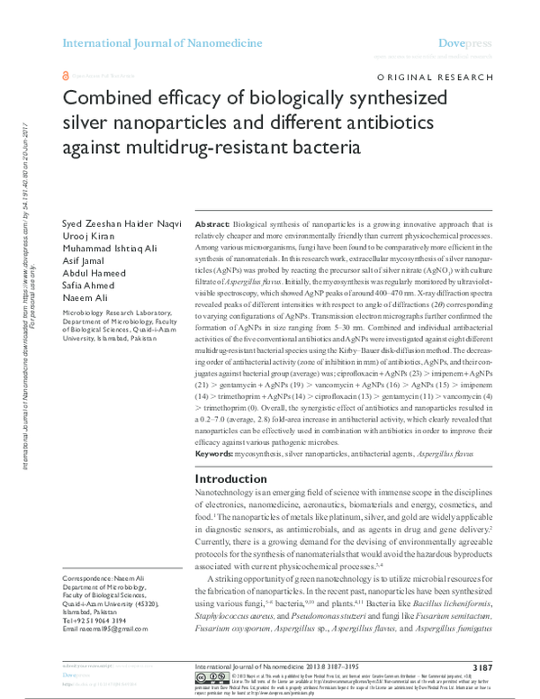 (PDF) Combined efficacy of biologically synthesized silver ...