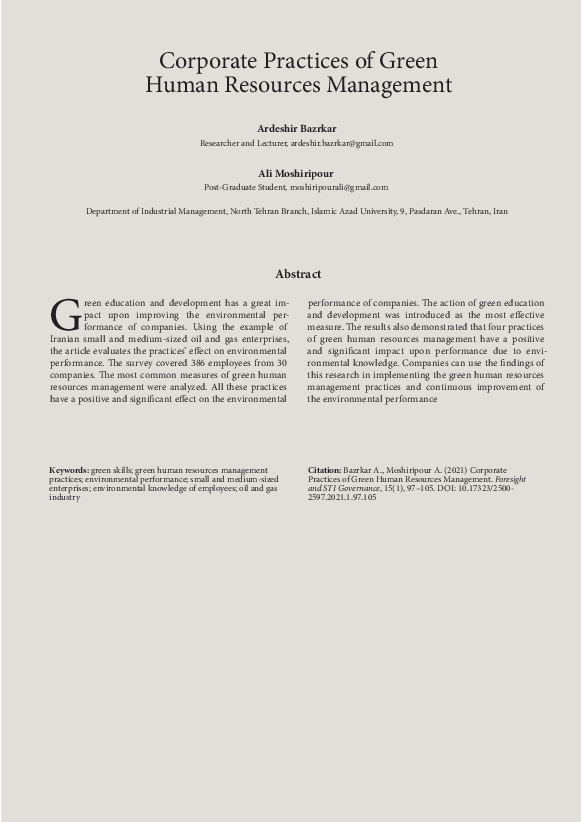 (PDF) Corporate Practices of Green Human Resources Management