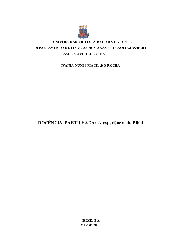 (PDF) UNIVERSIDADE DO ESTADO DA BAHIA -UNEB DEPARTAMENTO DE CIÊNCIAS ...