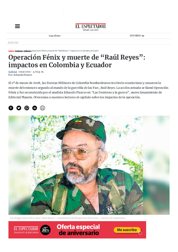 (PDF) Operación Fénix y muerte de “Raúl Reyes” impactos en Colombia y ...