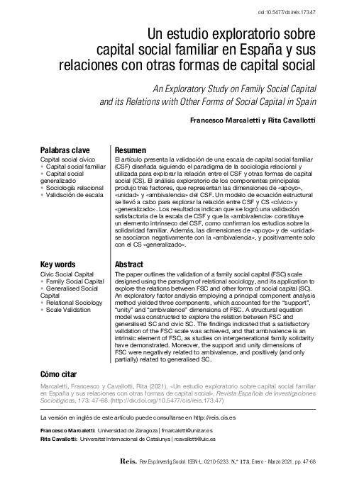 (PDF) An Exploratory Study on Family Social Capital and its Relations ...