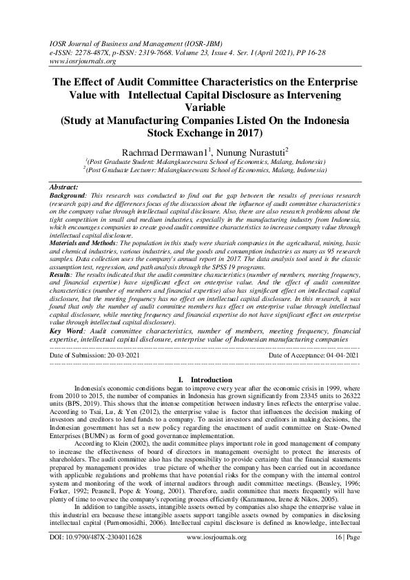 (PDF) The Effect of Audit Committee Characteristics on the Enterprise ...