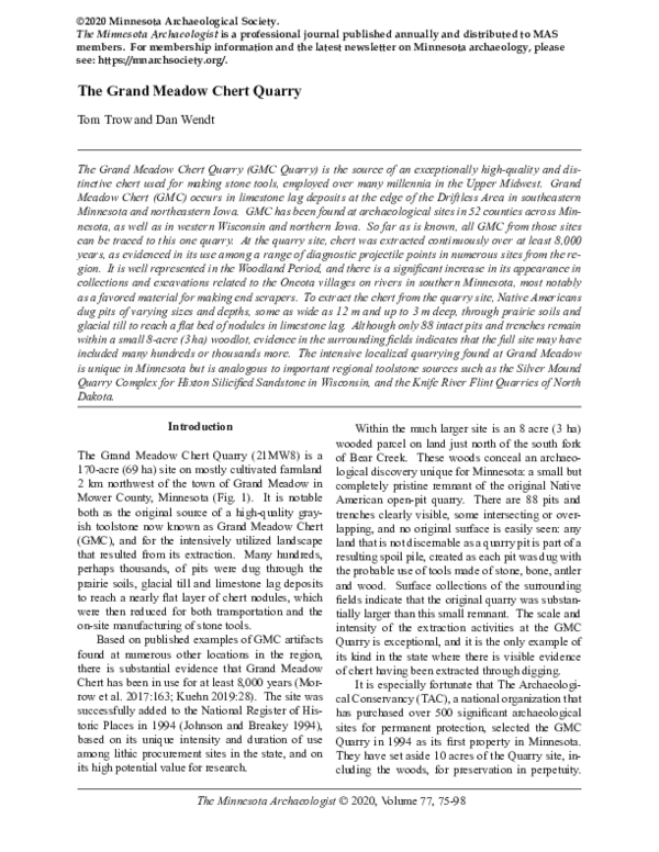 (PDF) The Grand Meadow Chert Quarry