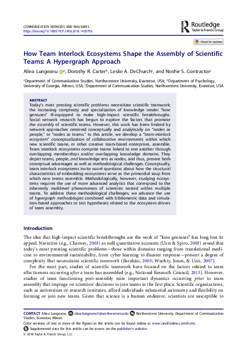 (PDF) How Team Interlock Ecosystems Shape the Assembly of Scientific ...