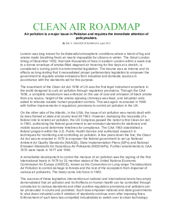 (DOC) CLEAN AIR ROADMAP