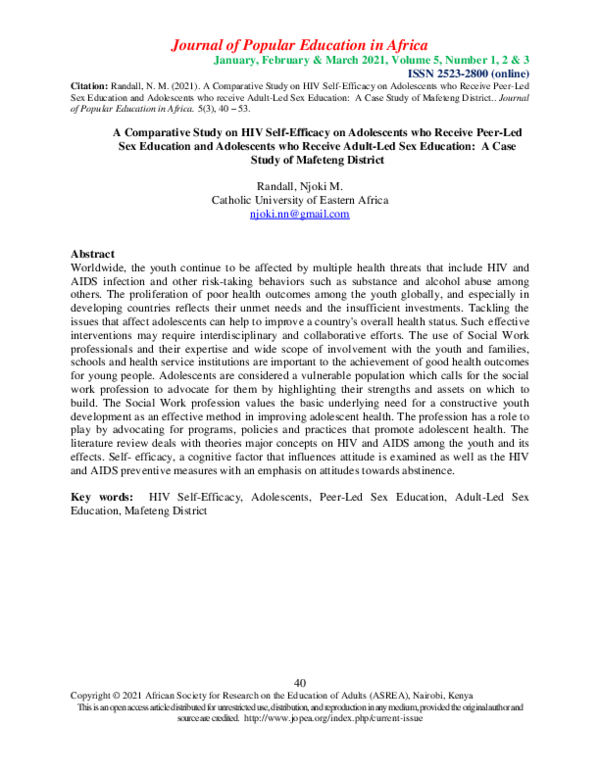 (PDF) A Comparative Study on HIV Self-Efficacy on Adolescents who ...