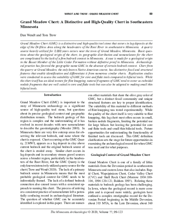 (PDF) Grand Meadow Chert: A Distinctive and High-Quality Chert in ...