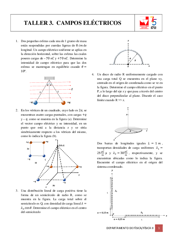 (PDF) TALLER 3. CAMPOS ELÉCTRICOS