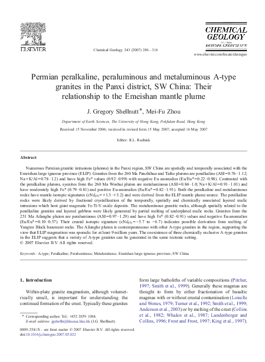 PDF) Permian peralkaline, peraluminous and metaluminous A-type