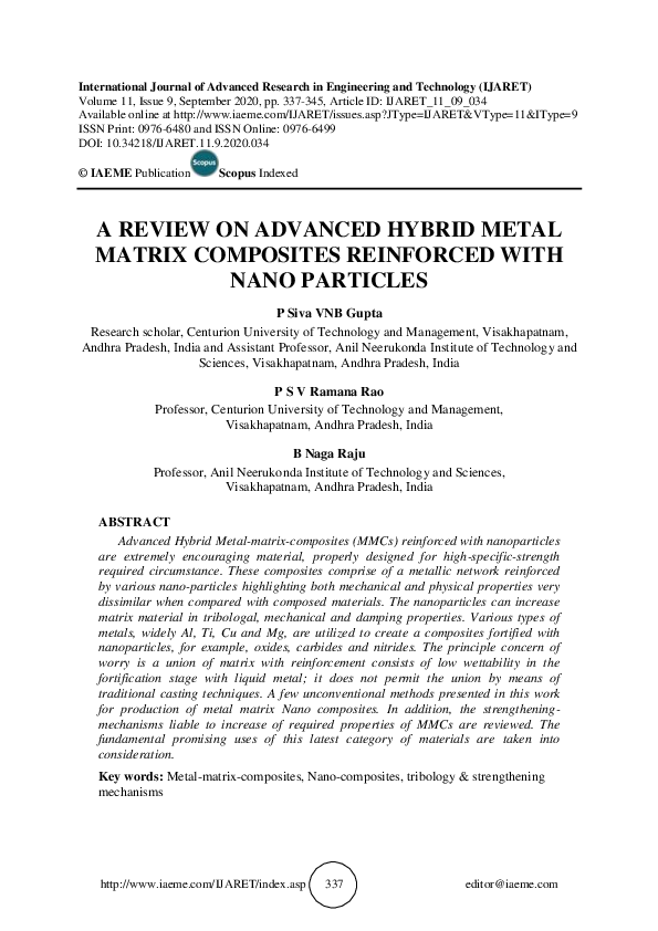 (PDF) A REVIEW ON ADVANCED HYBRID METAL MATRIX COMPOSITES REINFORCED ...