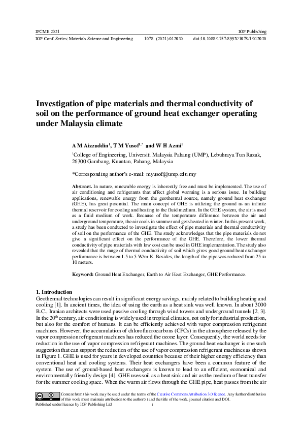 (PDF) Investigation of pipe materials and thermal conductivity of soil ...