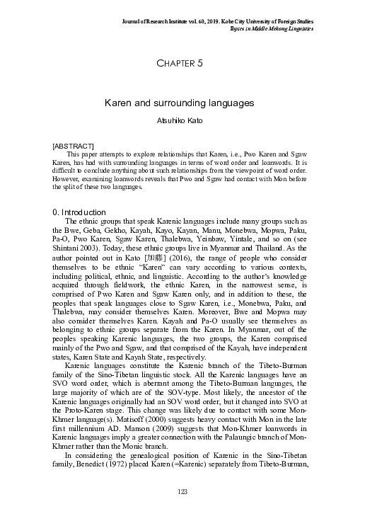 (PDF) Karen and surrounding languages