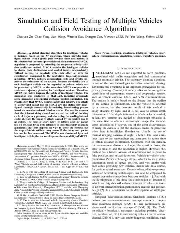 (PDF) Simulation and Field Testing of Multiple Vehicles Collision ...