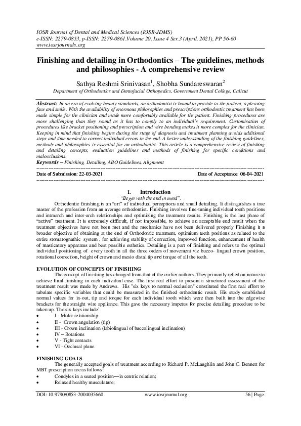 (PDF) Finishing and detailing in Orthodontics The guidelines, methods