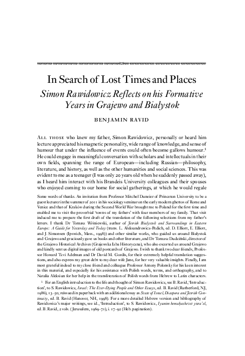 (PDF) Benjamin Ravid, “In Search of Lost Times and Places: Simon ...