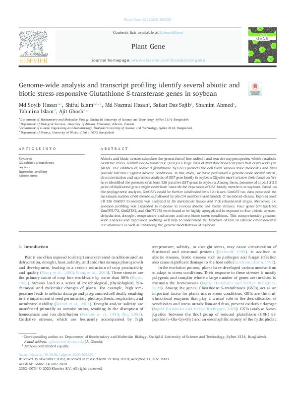 (PDF) Genome-wide analysis and transcript profiling identify several ...