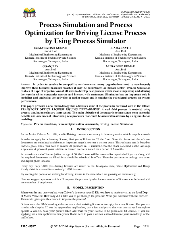 (PDF) Process Simulation and Process Optimization for Driving License ...