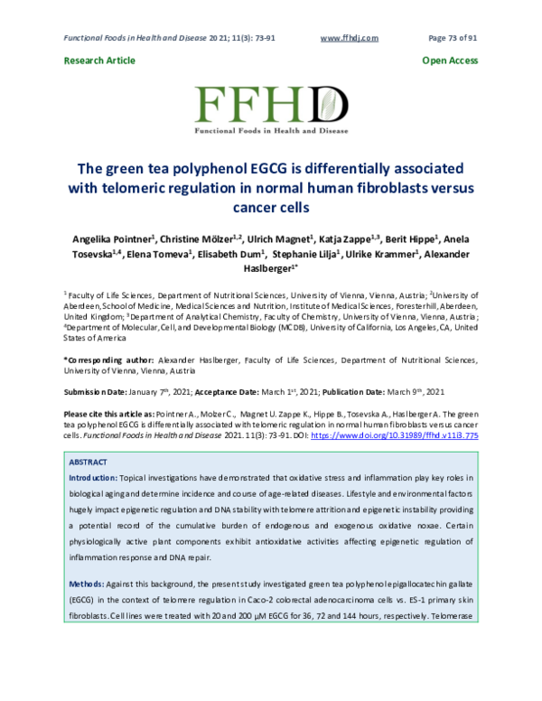 (PDF) The green tea polyphenol EGCG is differentially associated with ...