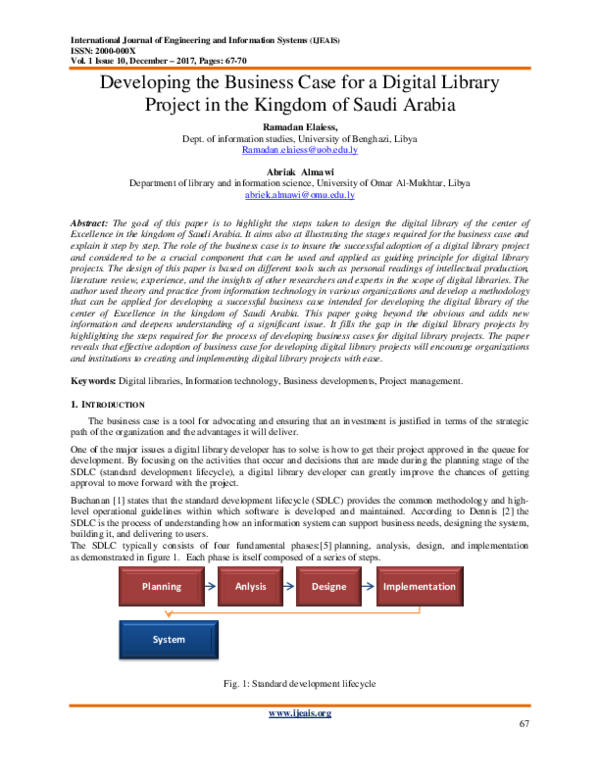 Pdf Developing The Business Case For A Digital Library Project In The Kingdom Of Saudi Arabia Ramadan Elaiess Academia Edu