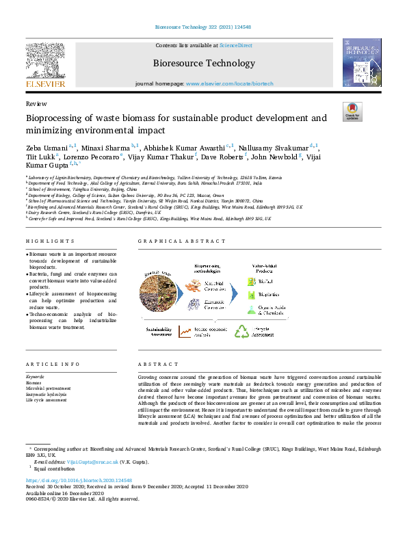 (PDF) Bioprocessing of waste biomass for sustainable product ...