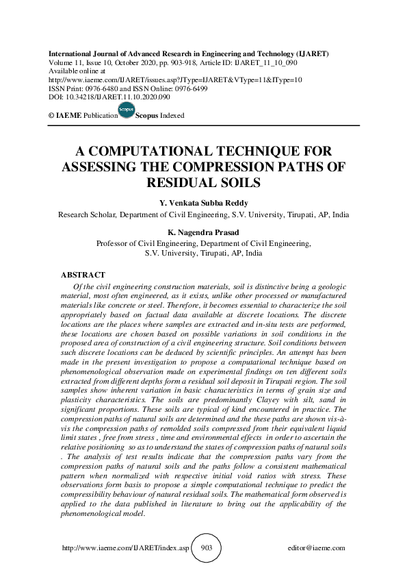 (PDF) A COMPUTATIONAL TECHNIQUE FOR ASSESSING THE COMPRESSION PATHS OF ...