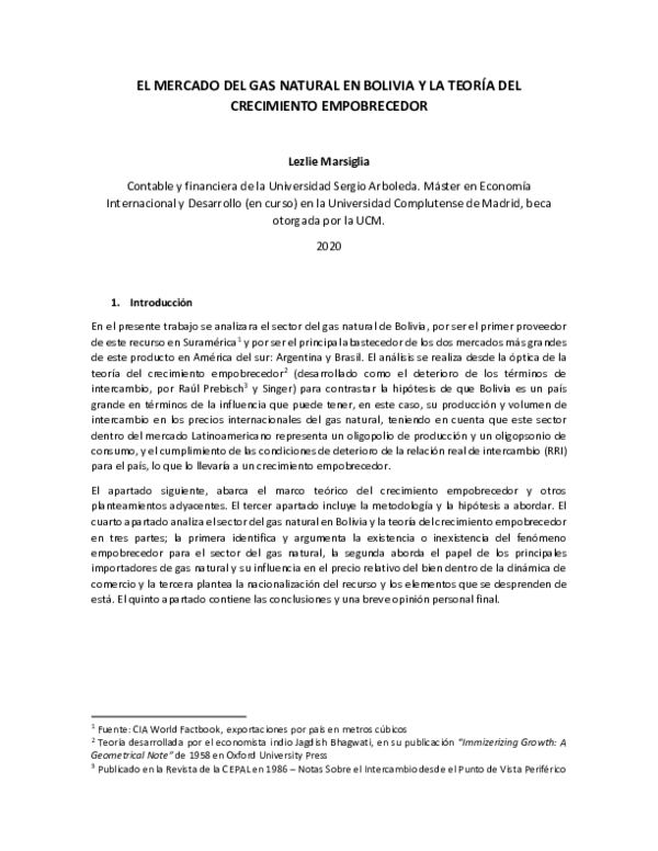 (PDF) EL MERCADO DEL GAS NATURAL EN BOLIVIA Y LA TEORÍA DEL CRECIMIENTO ...