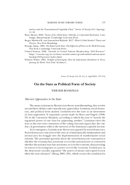 (PDF) Marxist Approaches to the State