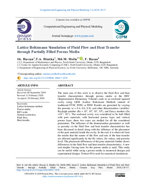 (PDF) Lattice Boltzmann Simulation of Fluid Flow and Heat Transfer ...
