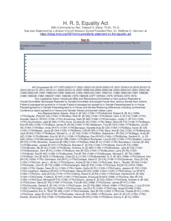 (PDF) H. R. 5, 2021 Equality Act With Christian Comments Edward Seely