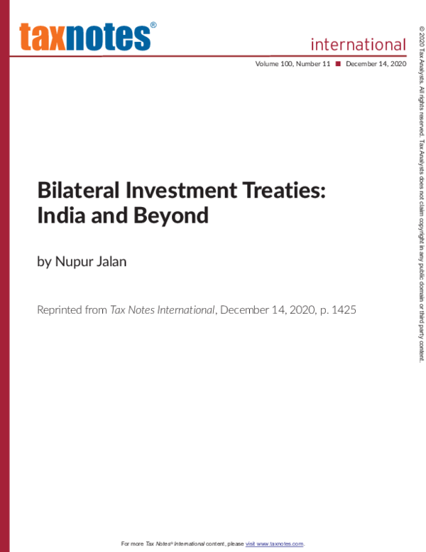 (PDF) Bilateral Investment Treaties India and Beyond Nupur Jalan