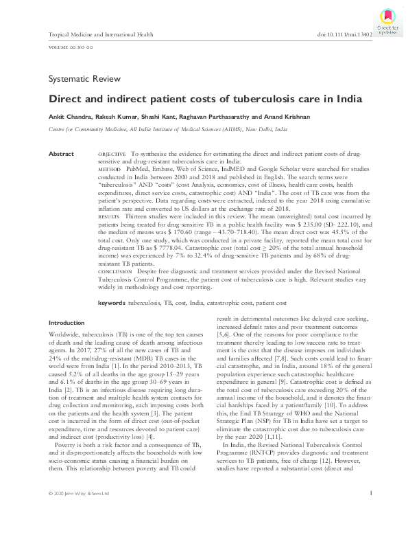 (PDF) Systematic Review Direct and indirect patient costs of ...