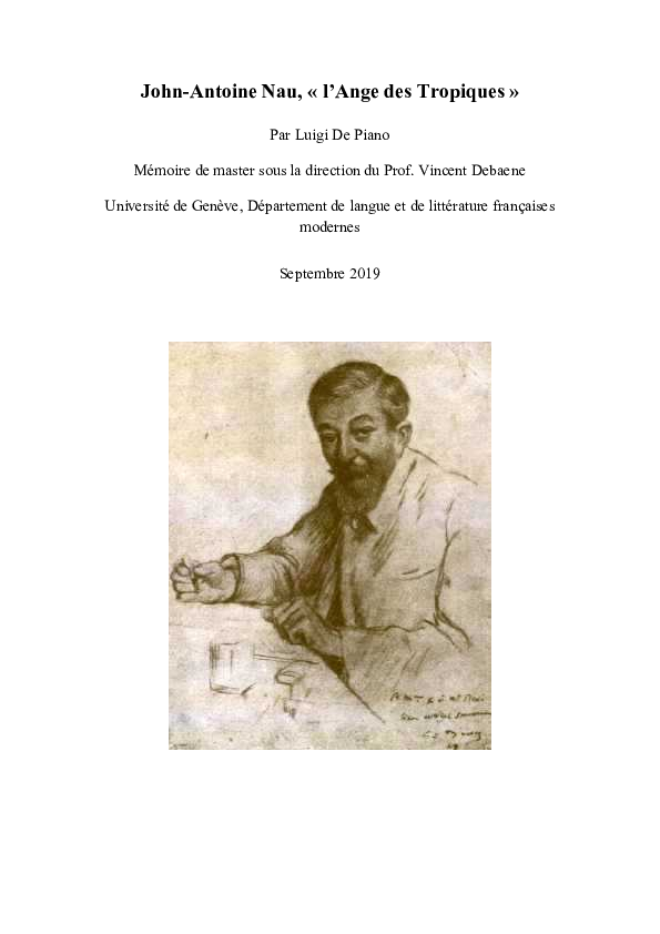 Pdf Memoire De Maitrise John Antoine Nau Laureat Du Premier Prix Goncourt Luigi De Piano Academia Edu