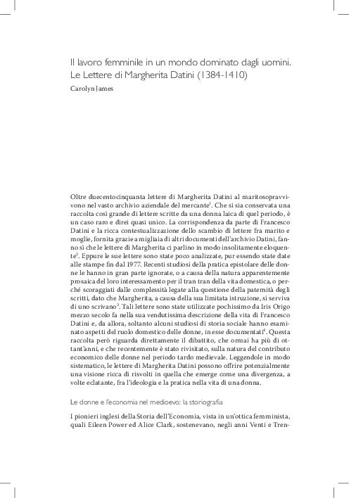 (PDF) “Woman’s Work in a Man’s World. The Letters of Margherita Datini ...