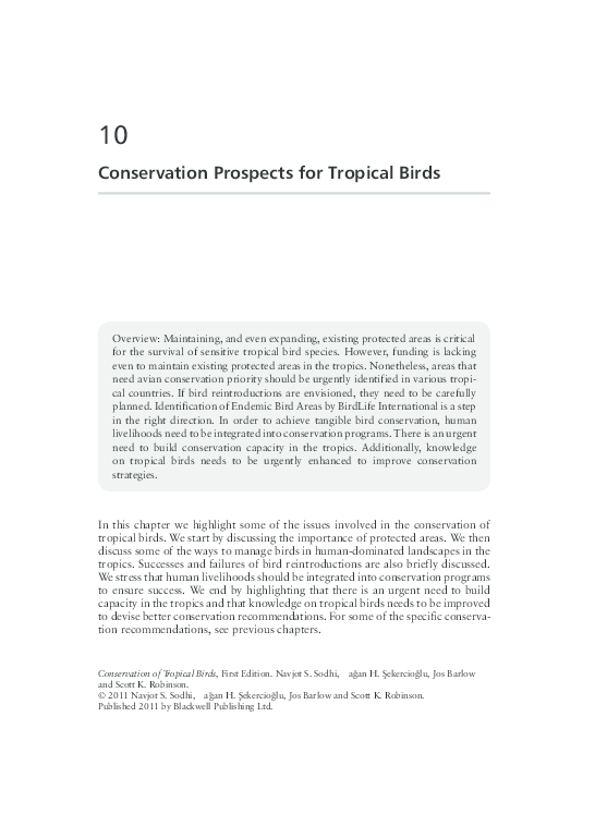 Image showcasing (PDF) Conservation Prospects for Tropical Birds