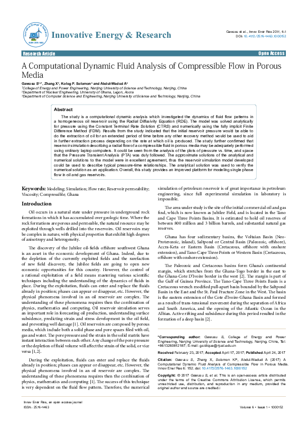 (PDF) A Computational Dynamic Fluid Analysis of Compressible Flow in ...