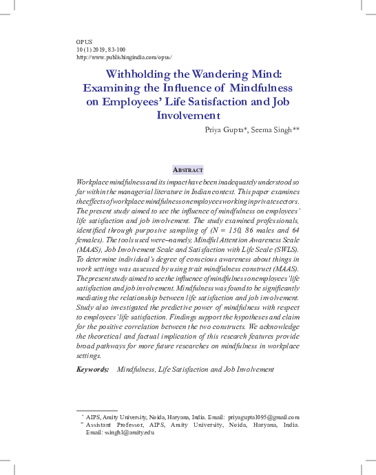 Image result for (PDF) Withholding the Wandering Mind: Examining the Influence of ...