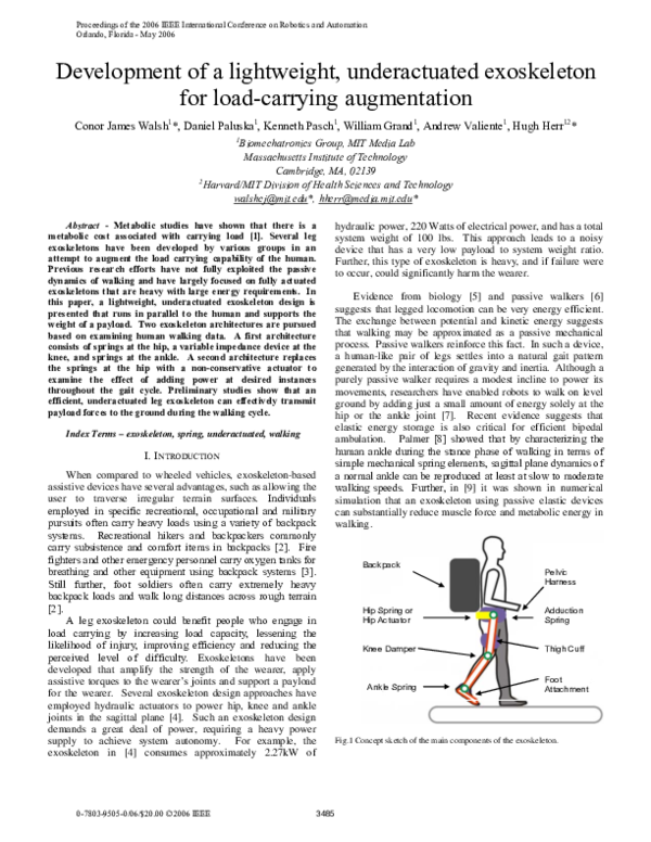 (PDF) Development of a lightweight, underactuated exoskeleton for load ...