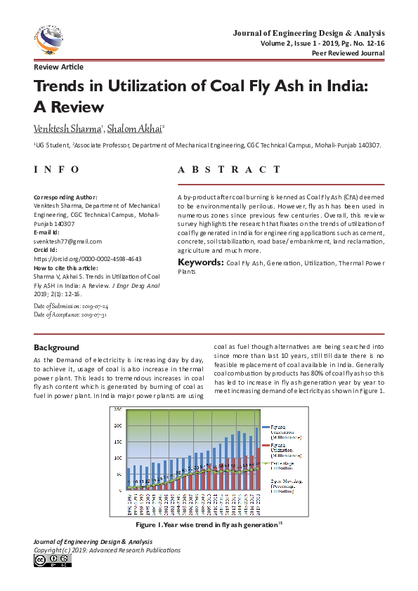 (PDF) Trends in Utilization of Coal Fly Ash in India