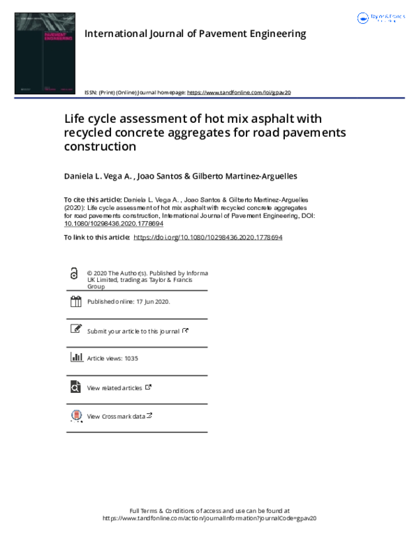 (PDF) Life cycle assessment of hot mix asphalt with recycled concrete ...