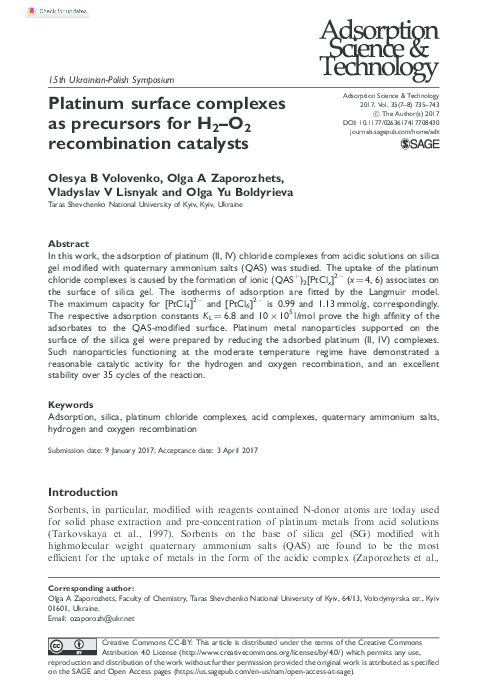 (PDF) Platinum surface complexes as precursors for H2–O2 recombination ...