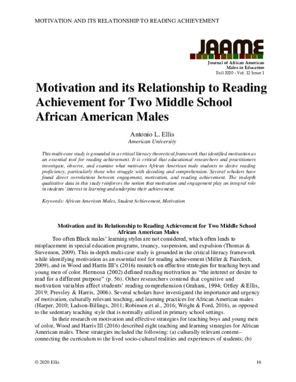 (PDF) Motivation and its Relationship to Reading Achievement for Two ...