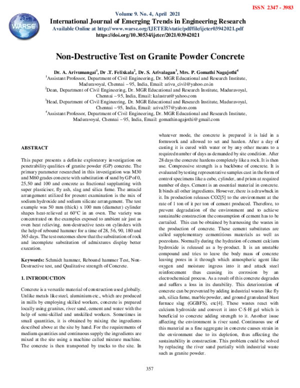 (PDF) Non-Destructive Test on Granite Powder Concrete