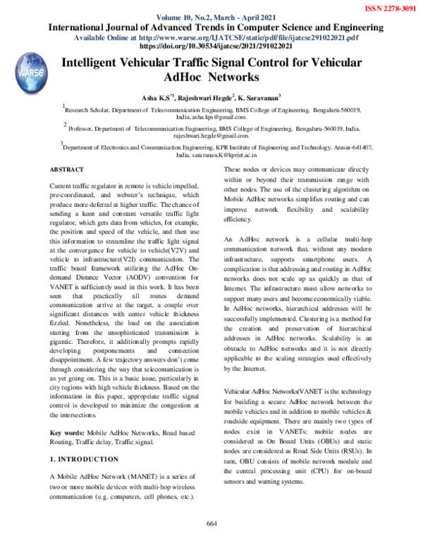 (PDF) Intelligent Vehicular Traffic Signal Control for Vehicular AdHoc ...